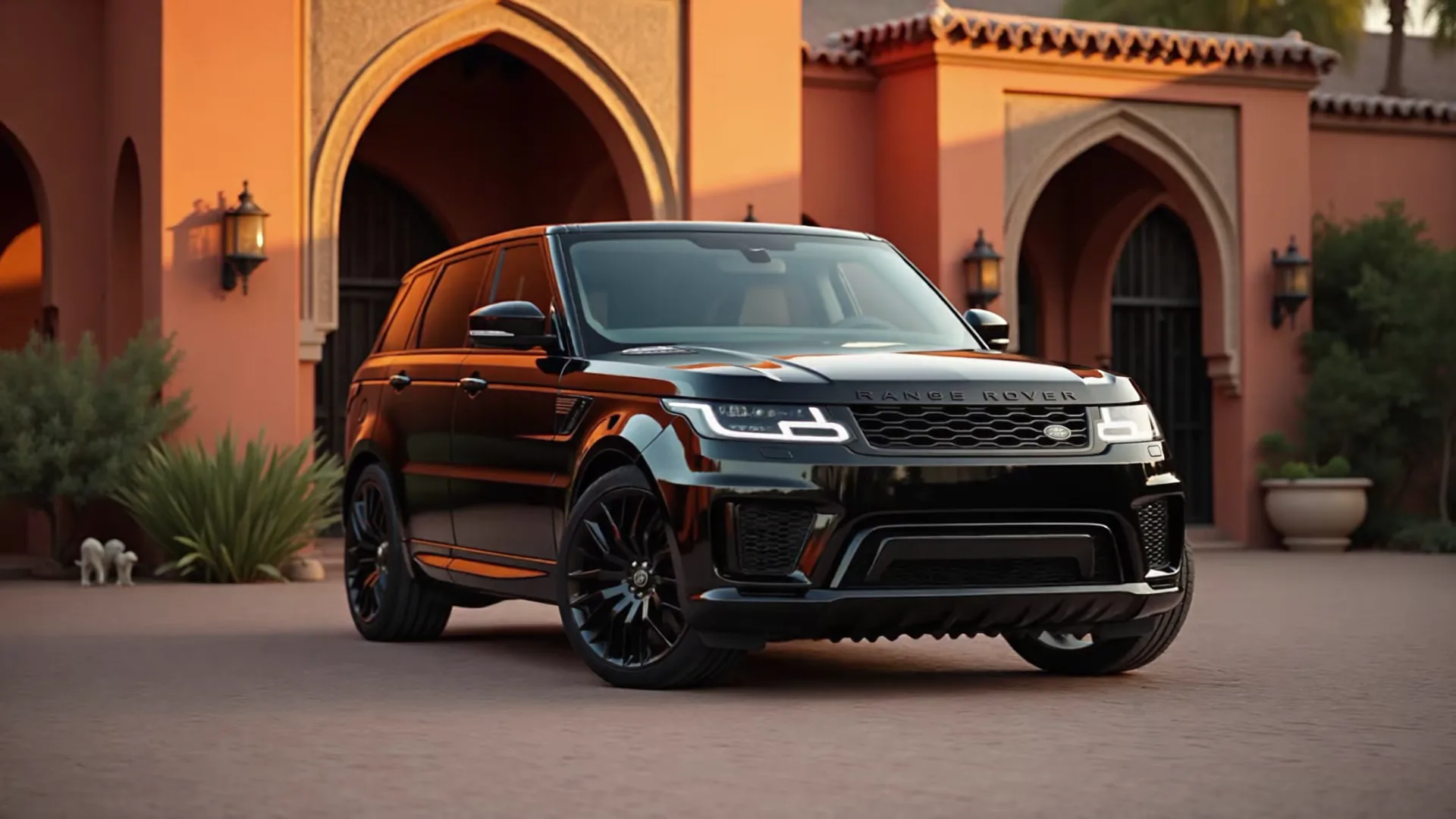 Range Rover noir devant un riad à Marrakech